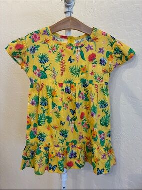 Cloud Chaser Yellow Tropical Floral Dress